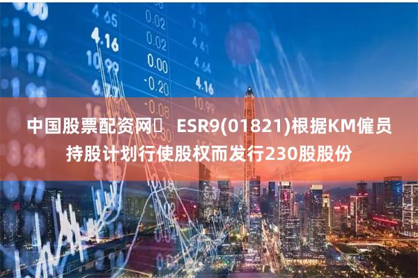 中国股票配资网	 ESR9(01821)根据KM僱员持股计划行使股权而发行230股股份